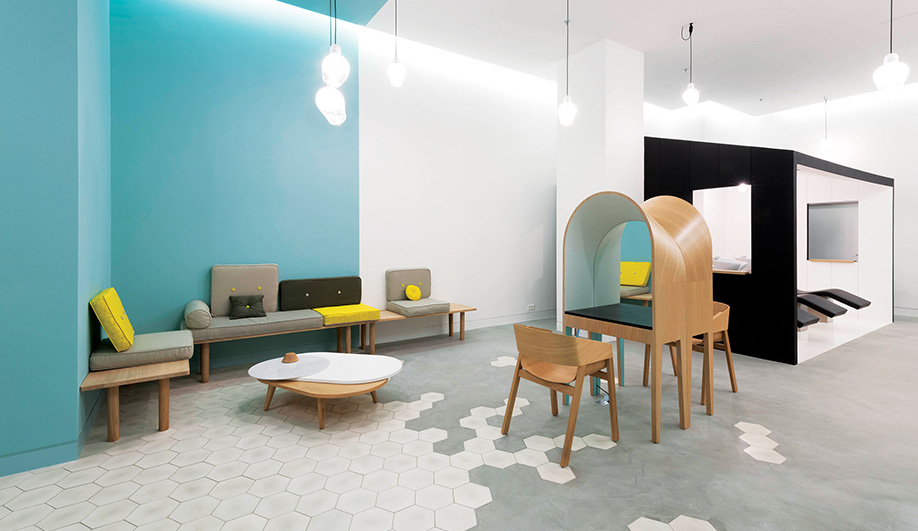 Simple shapes and a restrained palette keep the Le Coiffeur salon in Marseilles prim yet welcoming. 