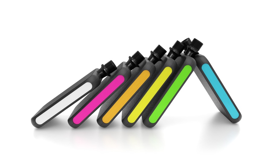 Cool bike accessories: the Moto Flex pedal has improved grip and a touch of colour.