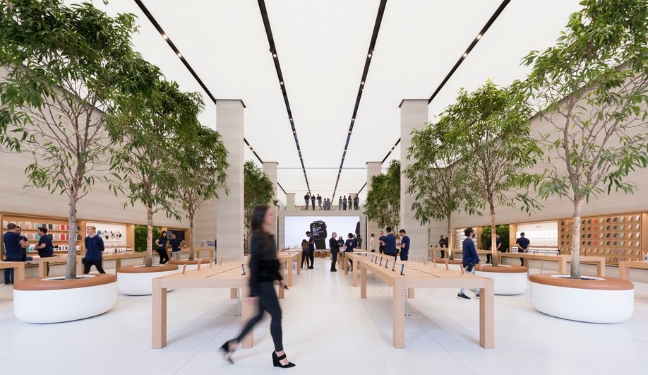 The new Apple store on London's Regent Street, with interiors by Foster + Partners