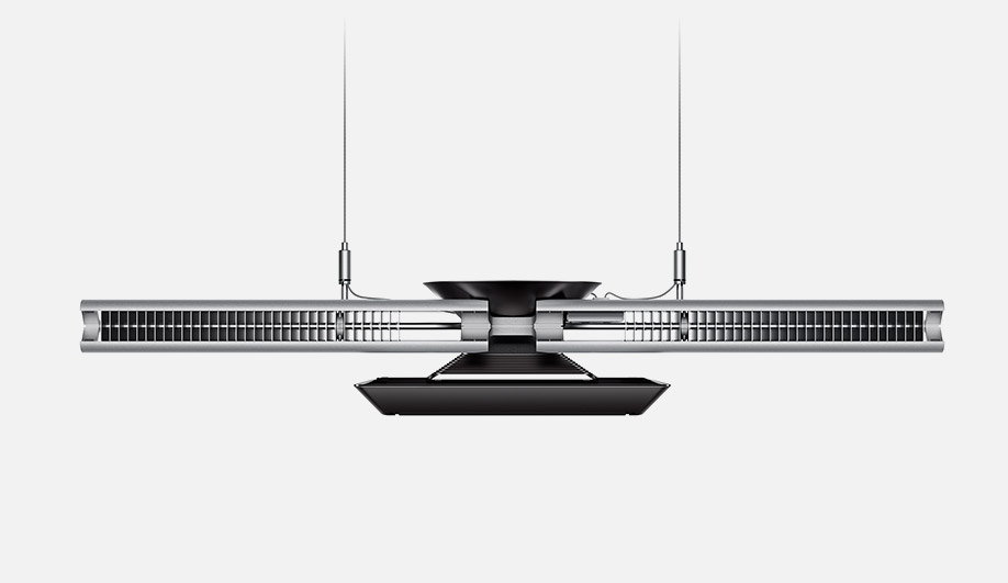 The pendant is embedded with a water-and-copper-tube cooling system that extends the life and increases the efficacy of the LEDs.