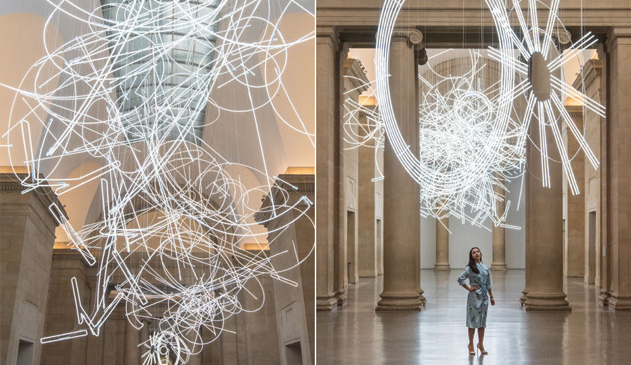 Cerith Wyn Evans' white neon tubing at Tate Britain