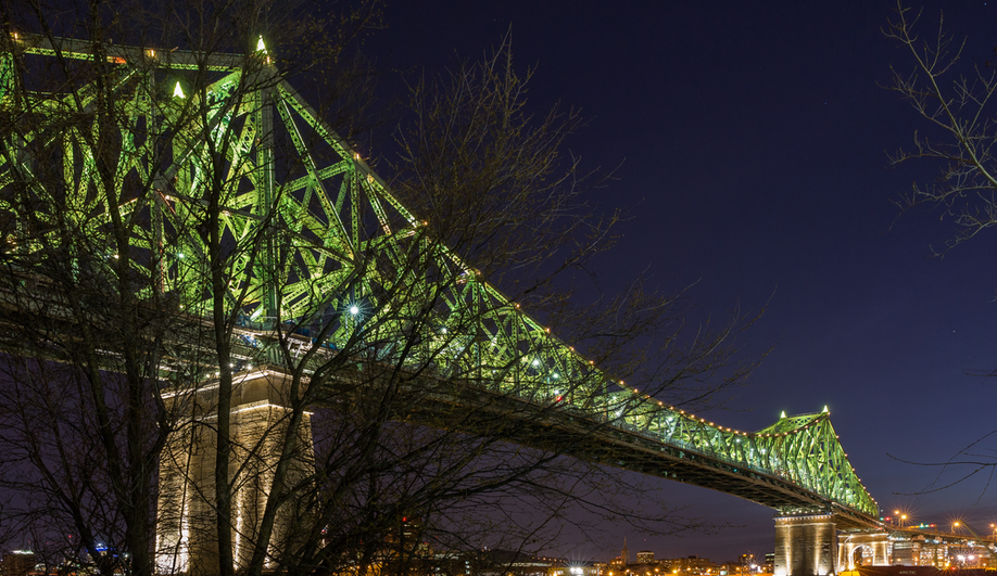 Moment Factory added interactive lights to Montreal's Jacques Cartier Bridge.