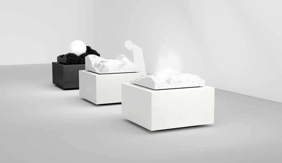 From left: Snarkitecture's Ice, Water and Steam Islands