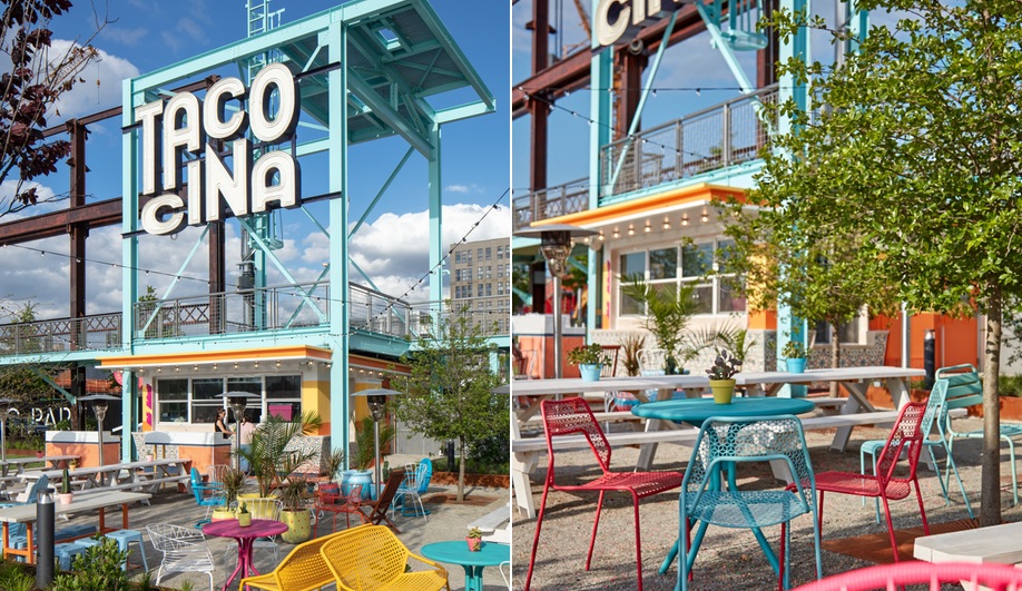 Tacocina at Domino Park in Brooklyn, the site of a former Domino Sugar Factory