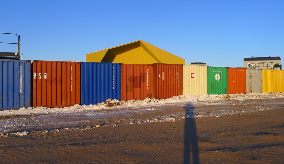Shipping containers outside the Nunavik cultural centre in Kuujjuaraapik