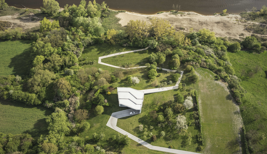 An aerial view of By the Way House, designed by KWK Promes