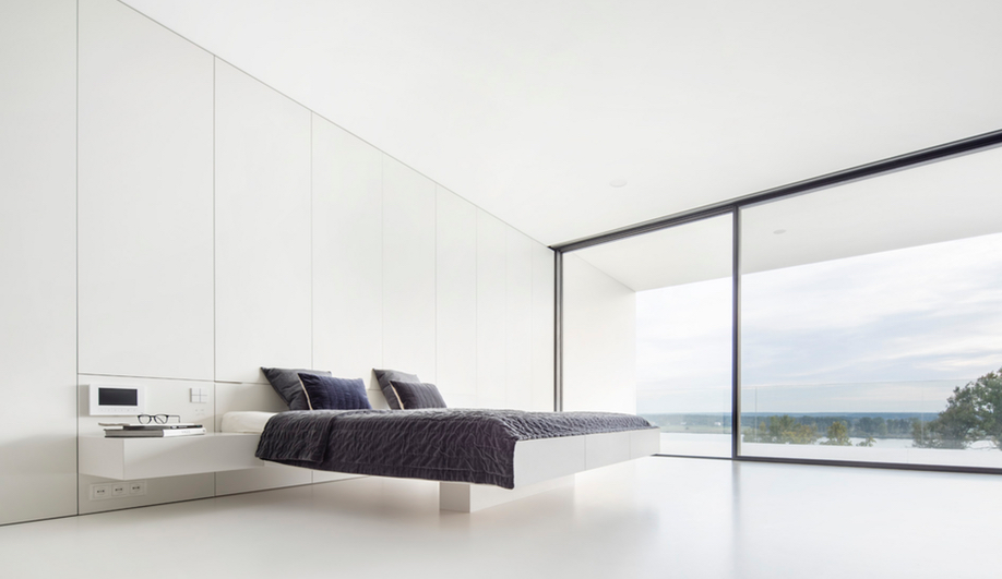 The master bedroom in By the Way House, designed by KWK Promes