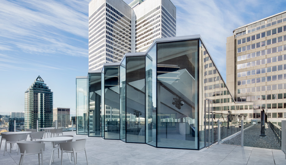 Espace C2, a venue perched on the Fairmont Montreal rooftop, is a building inside a building.