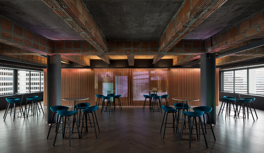 A breakout space in Espace C2, a venue perched on the Fairmont Montreal rooftop.