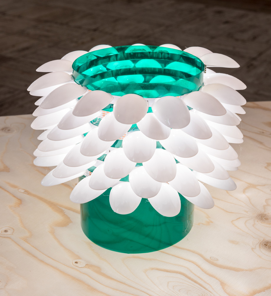 Designer Bertjan Pot's experimental lamp made from plastic spoon heads