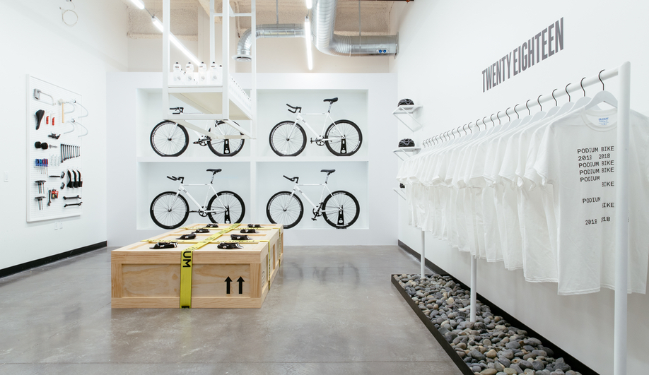 The bike shop in the Podium Office, designed by Untitled MFG's Cory Sistrunk
