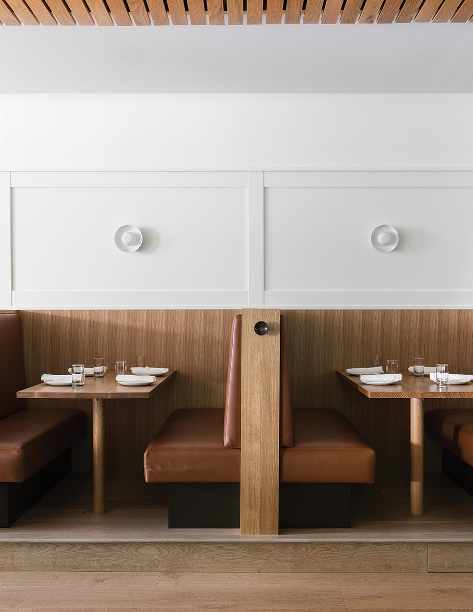 The booths in Seattle restaurant Cortina, designed by Heliotrope Architects