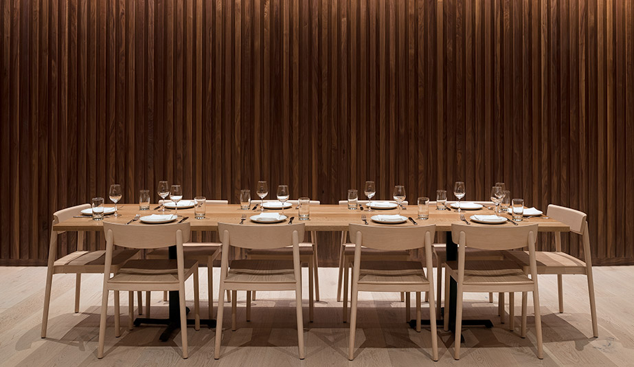 The stile and rail panelling in Seattle restaurant Cortina, designed by Heliotrope Architects