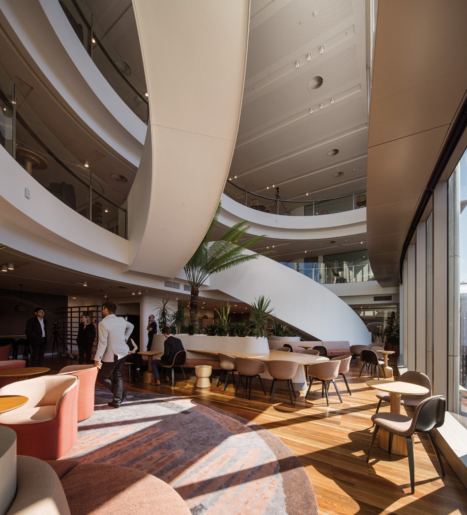 Inside 1 William Street, a village-inspired government office building designed by Woods Bagot.