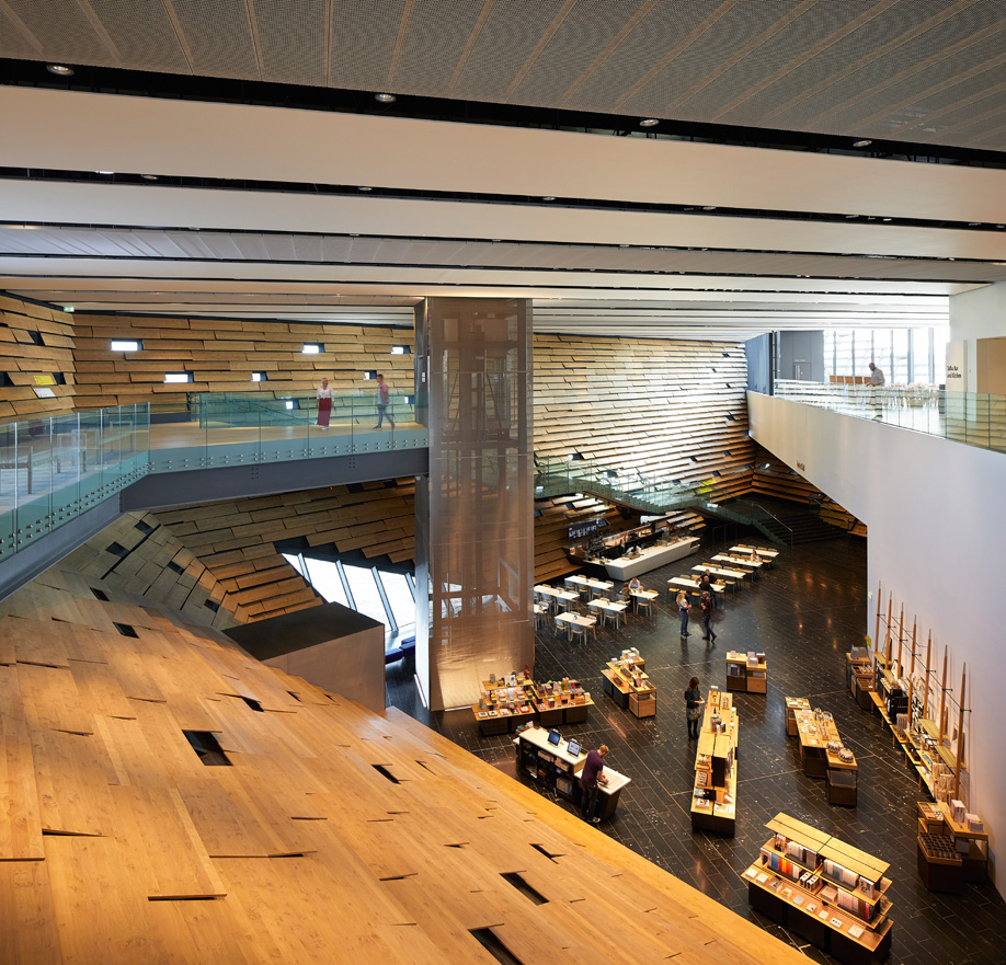 The timber-lined interiors in Kengo Kuma's V&A Museum in Dundee.