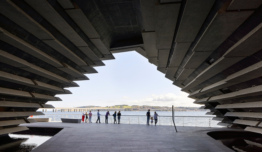 An opening in Kengo Kuma's V&A Museum in Dundee.